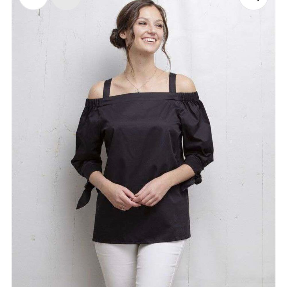 Tyler Boe “Cali” Top Black Off Shoulder Cotton MED
